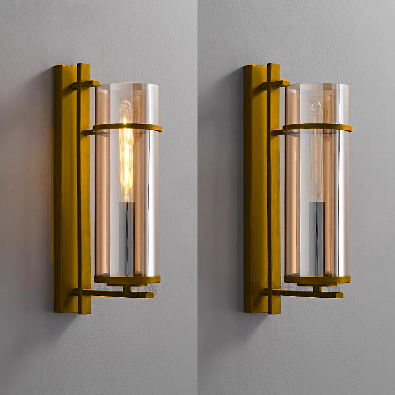 Tea-Tinted Glass Cylinder Wall Light (W6694)