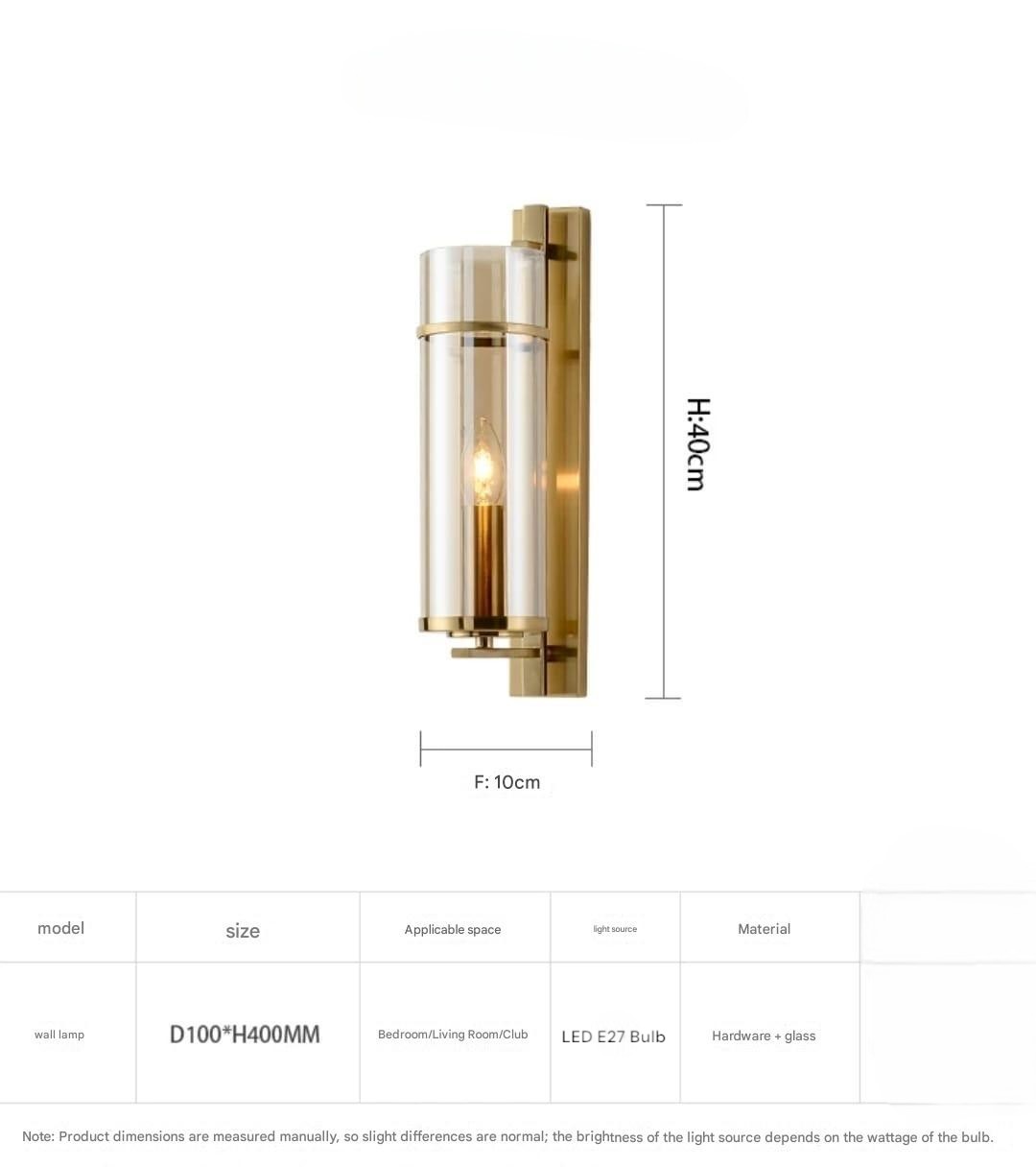 Tea-Tinted Glass Cylinder Wall Light (W6694)