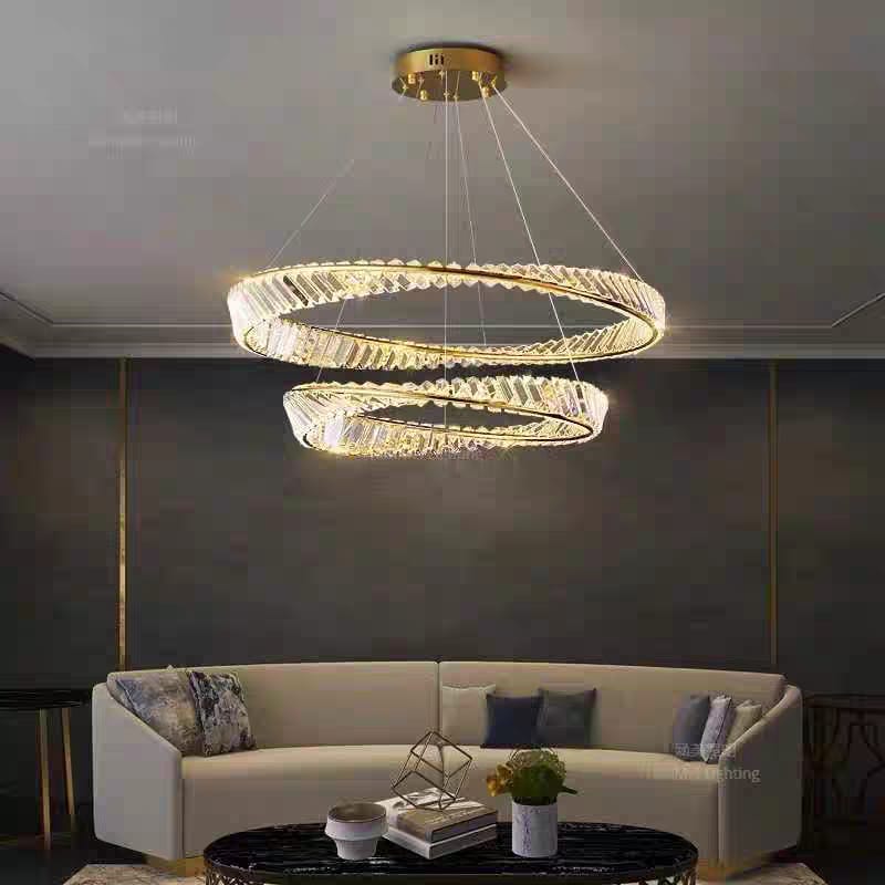 Double Crystal Ring Pendant Light (G7)